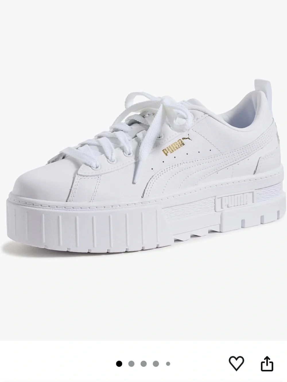 PUMA White Women's Platform Sneakers with Gold Logo